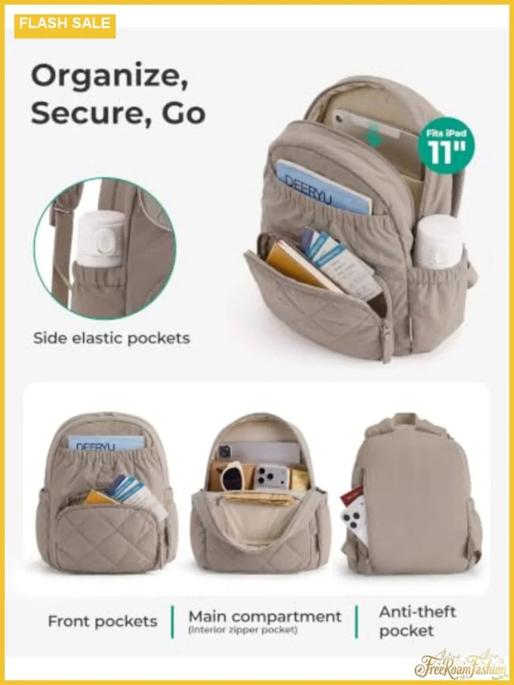Quilted Puffer Mini Backpack - Flap Daypack Purse